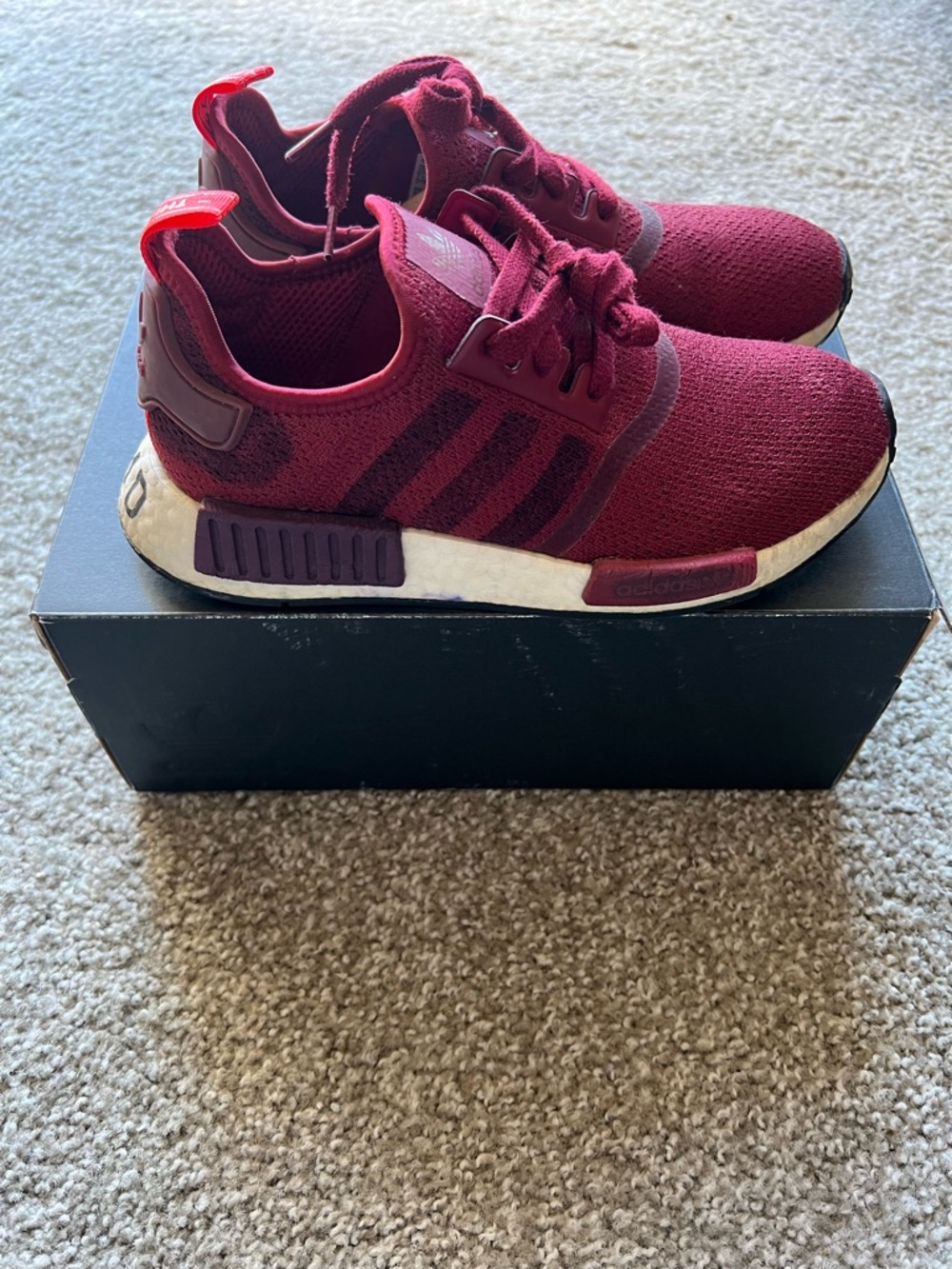 Adidas NMD R1 Stencil Pack Womens Size 7.5 G27937 Maroon Sneakers